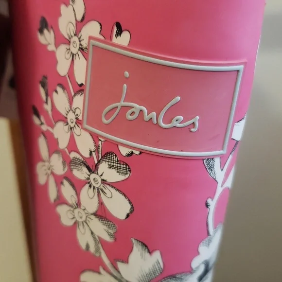 Joules Womans Pink W/ White Floral Print Rain Boots - Picture 7 of 11